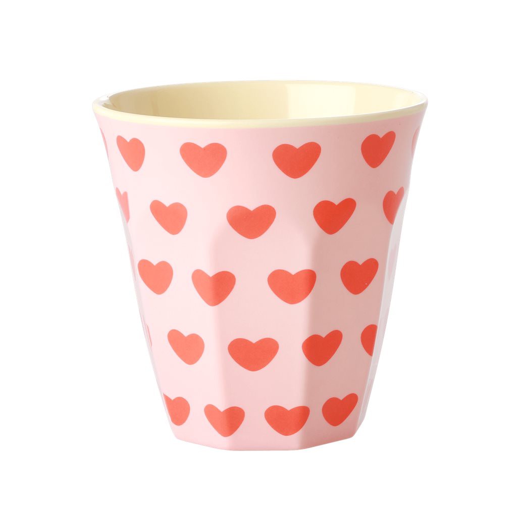 Medium Melamin Becher - Rosa - Sweet Hearts Print