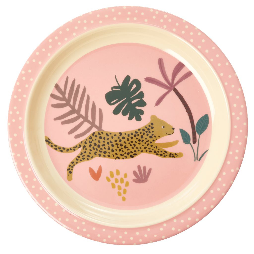 Melamin Kinderteller - Pink - Jungle Animals Print