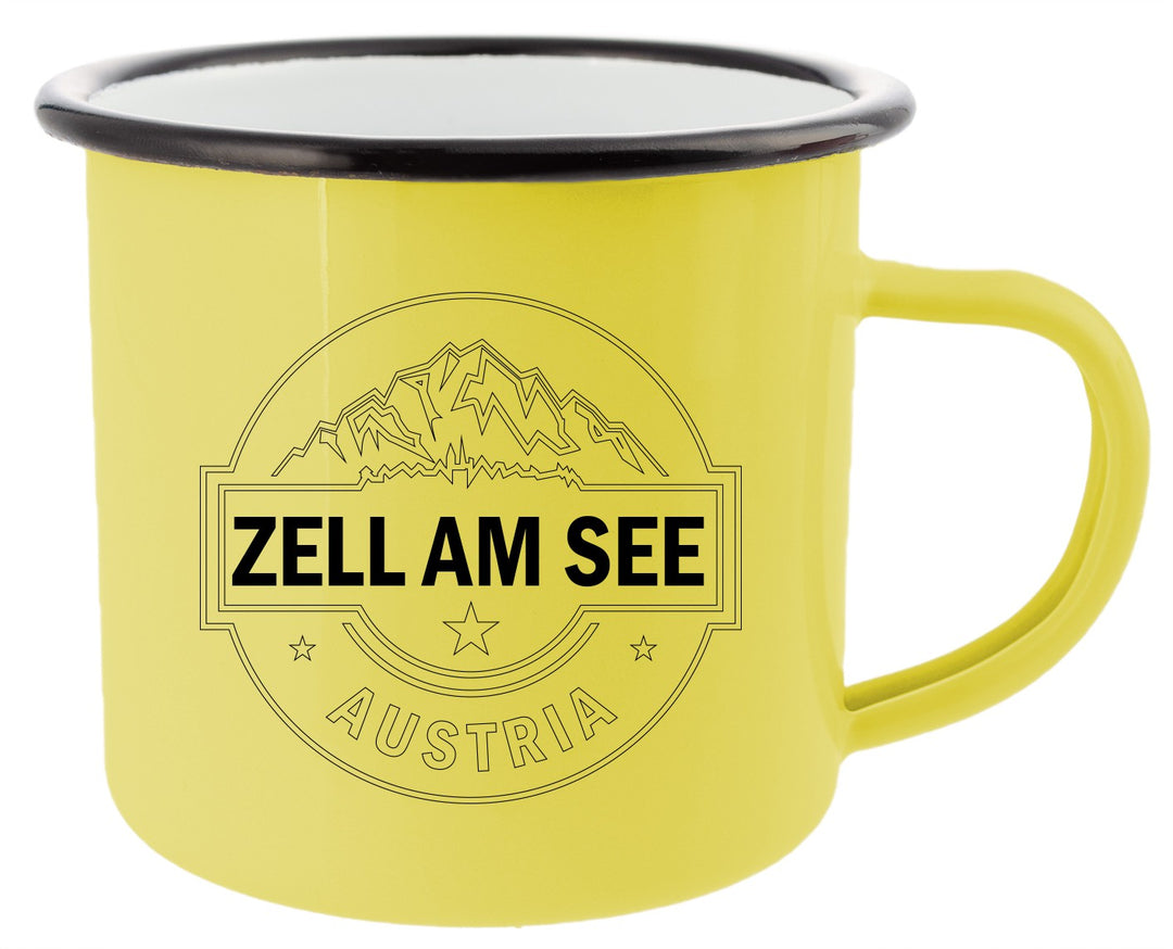 Emaille-Tasse "Zell am See" Berge versch. Farben