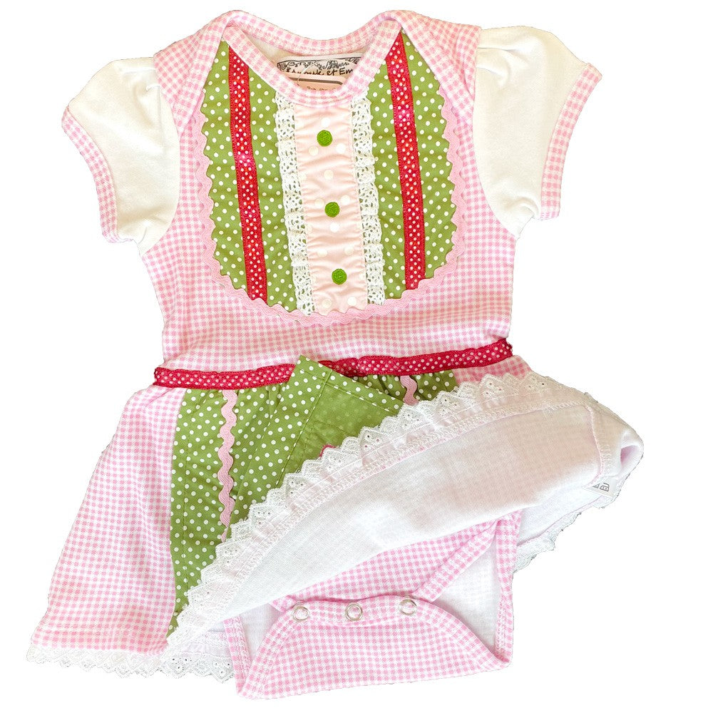 Baby Trachten Dirndl-Body rosa kariert