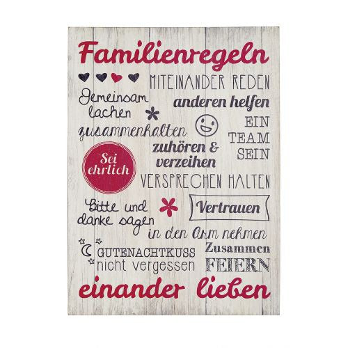 MDF Weisheit "Familienregeln"