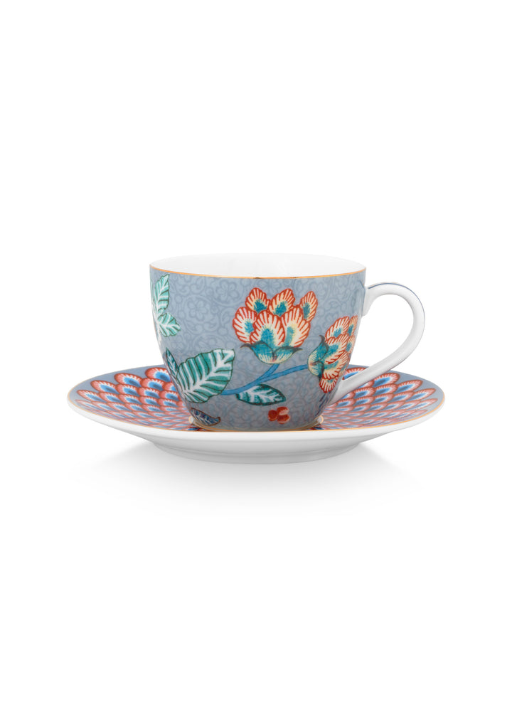 Espresso Tasse mit Untertasse Flower Festival Light Blue 120 ml