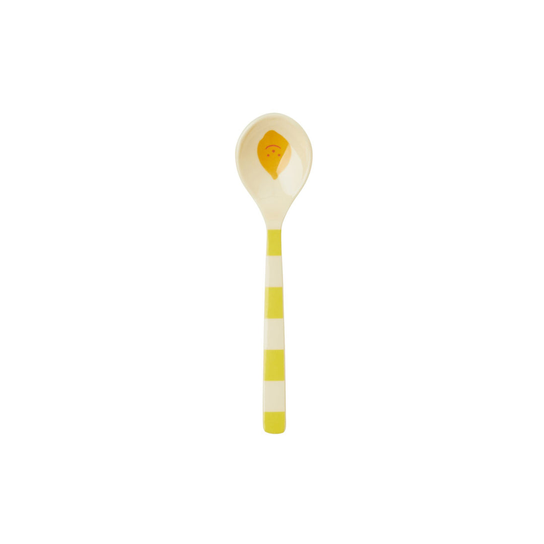 Melamin Teelöffel - Crème - Yellow Stripe Print
