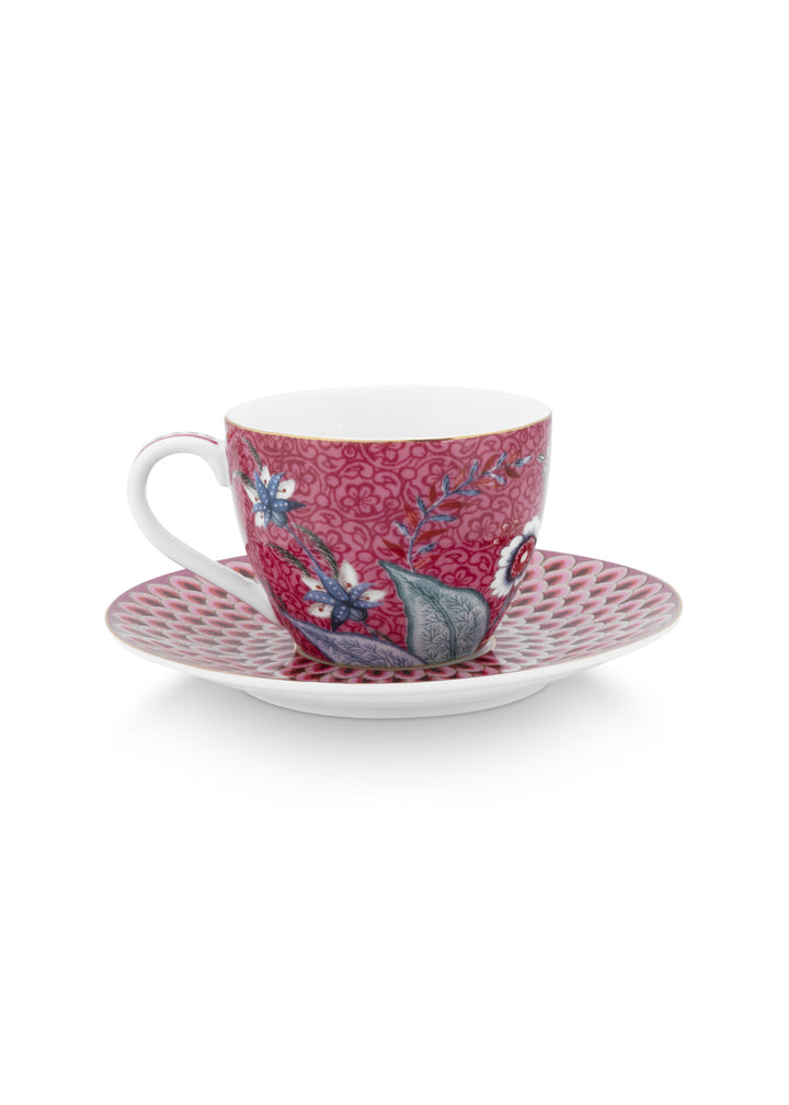 Espresso Tasse mit Untertasse Flower Festival Dark Pink 120 ml