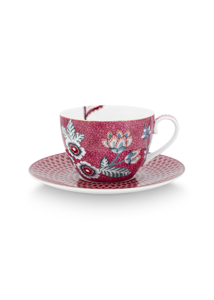 Tasse mit Untertasse Flower Festival Dark Pink 280 ml