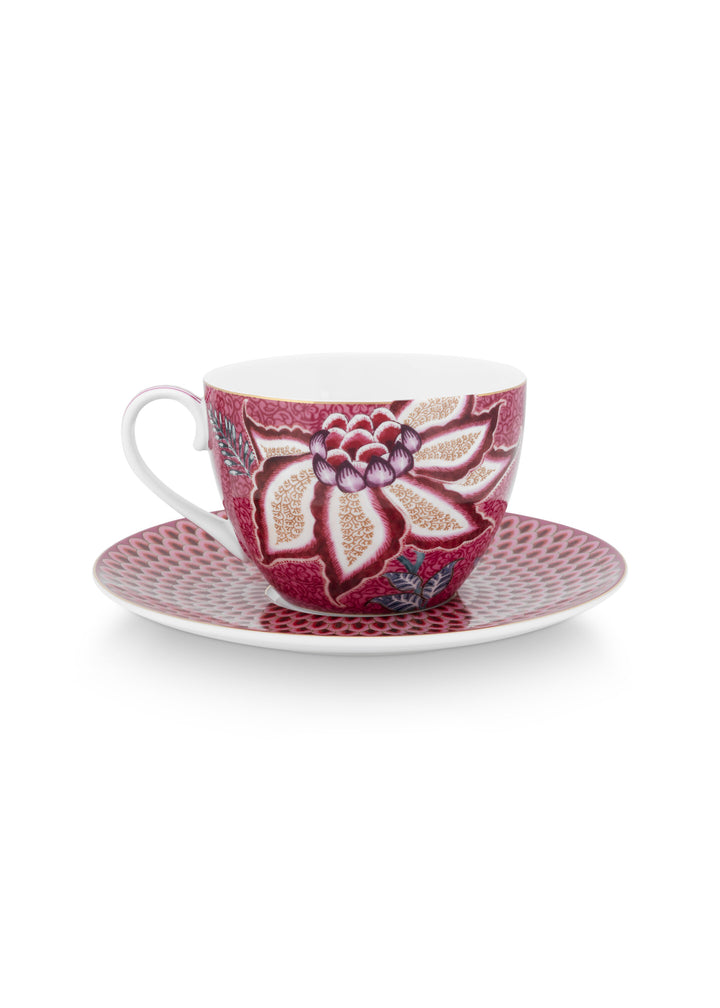 Tasse mit Untertasse Flower Festival Dark Pink 280 ml