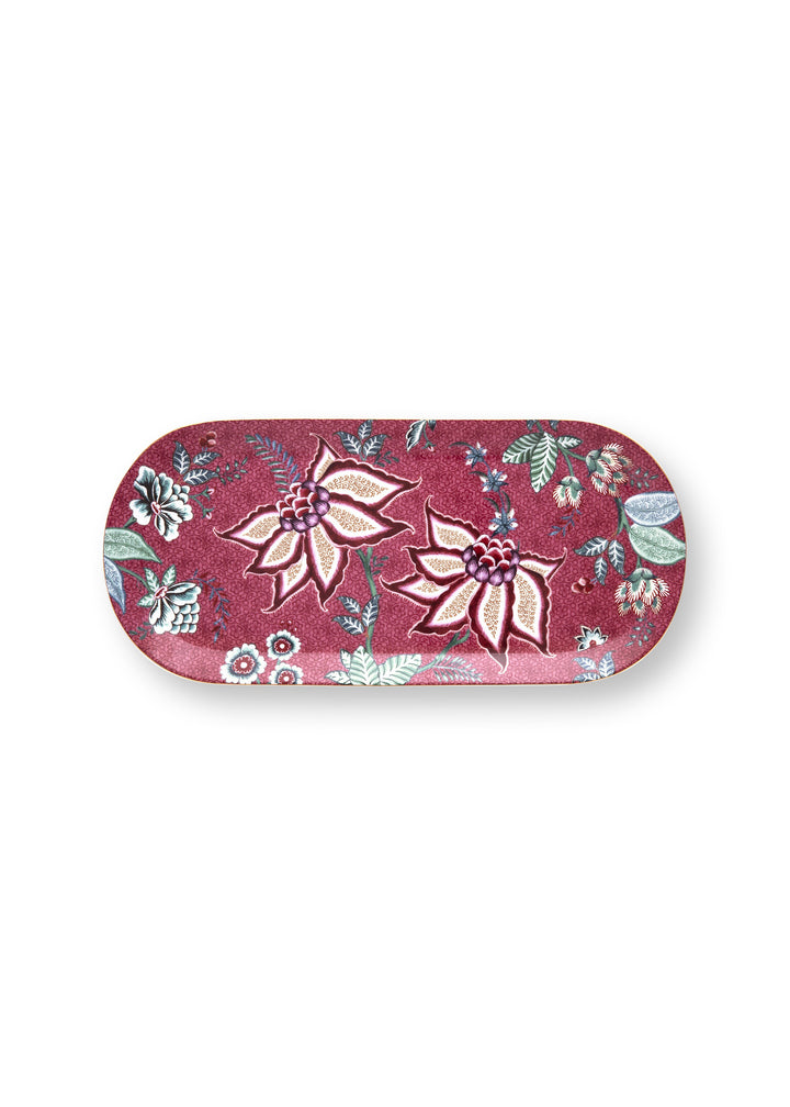 Kuchenteller rechteckig Flower Festival Dark Pink 33.3x15.5 cm