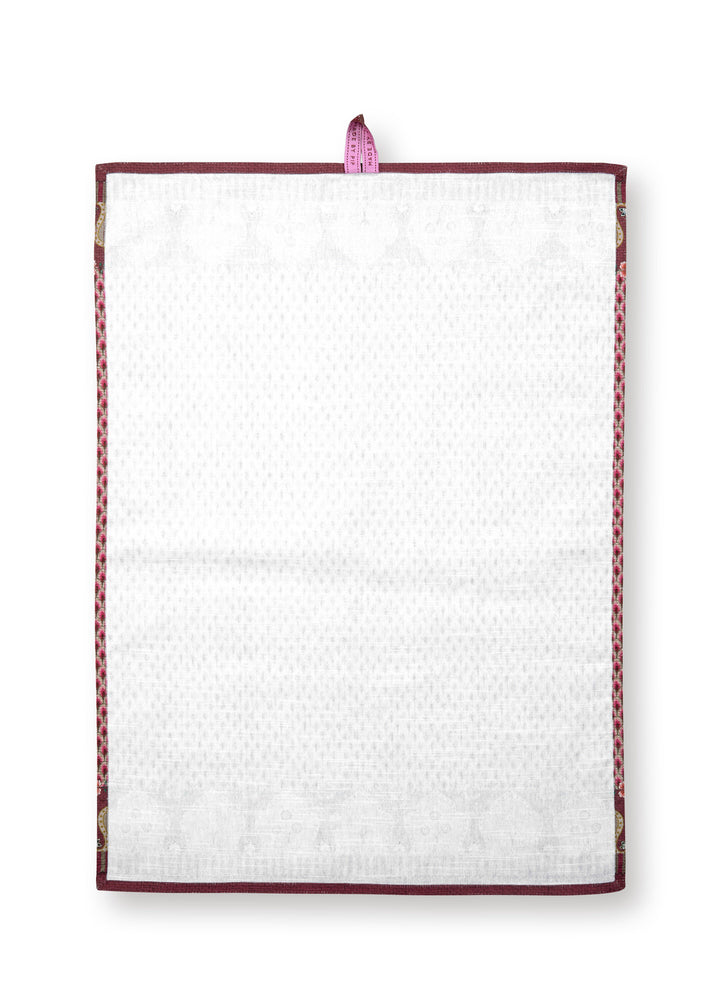 Tea Towel Flower Festival Scallop Dark Pink 50x70 cm
