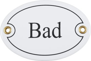 Schild "Bad" oval