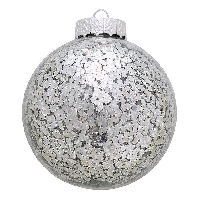 Weihnachtskugel Flora sparkling silver