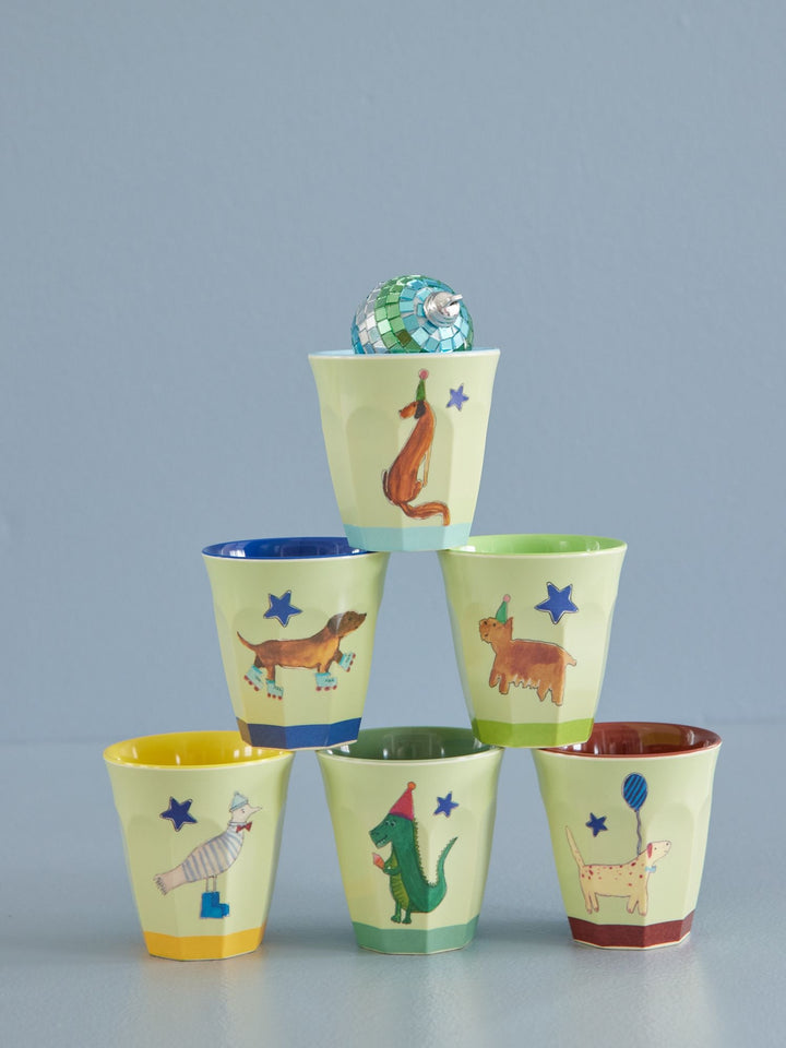 Melamine Children's Cup - Green - Party Animal Print
