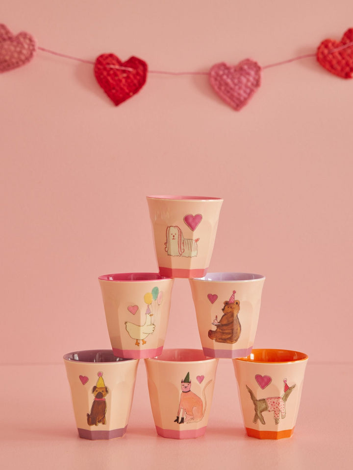 Melamine Children's Cup - Pink - Party Animal Print