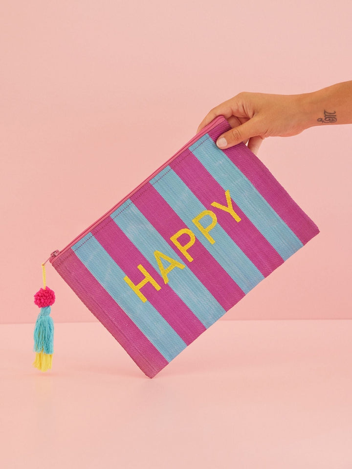 Recycled Plastic Bag - "HAPPY" Print