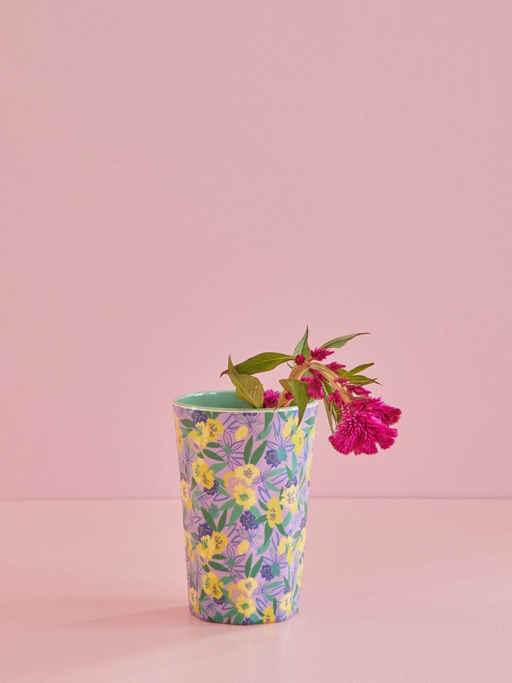 Large Melamine Cup - "Fancy Pansy" Print